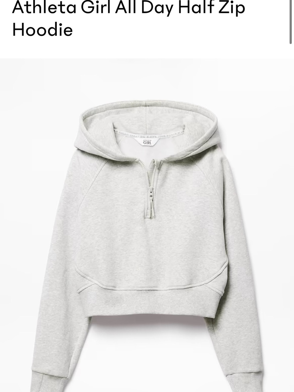 Athleta Light Gray Half-Zip Hooded Sweatshirt